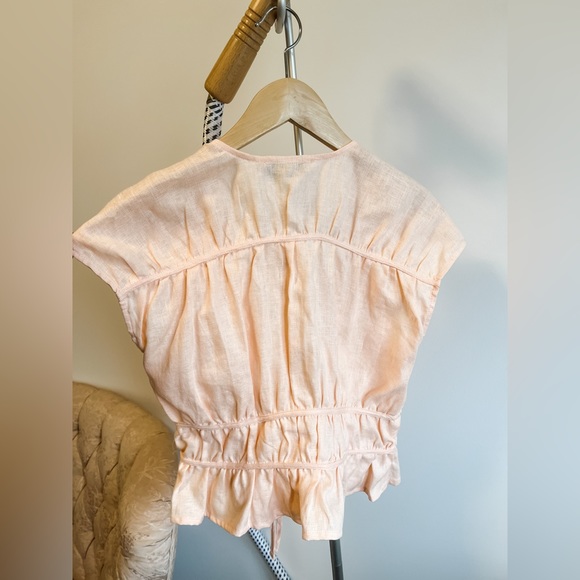 🍑Oh Seven Days🍑 Cropped Linen Top / Size L - Picture 5 of 8
